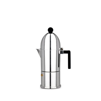 Alessi-La cupola Caffettiera espresso in fusione di alluminio, nero 6 tazze